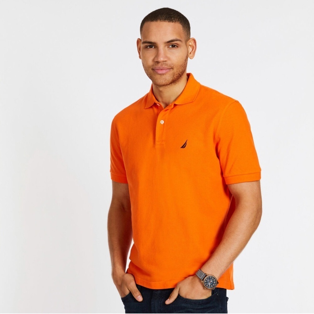 Nautica Orange Polo Shirt Classic Fit Short Sleeve NEW WITHOUT TAG